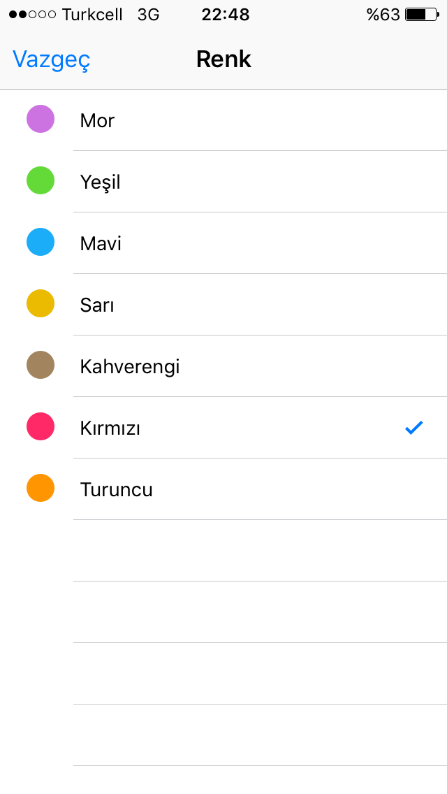 iPhone’da Anımsatıcı Ayarları Rengi Değiştirmek