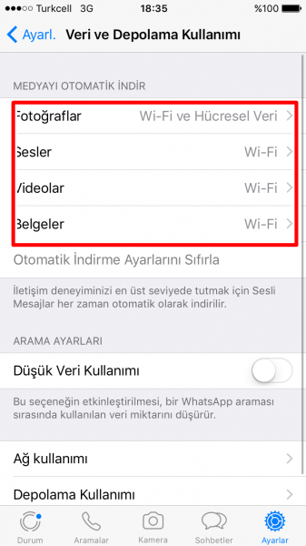 Whatsapp'ta Verileri Otomatik İndirme Ayarı Nasıl Kapatılır?