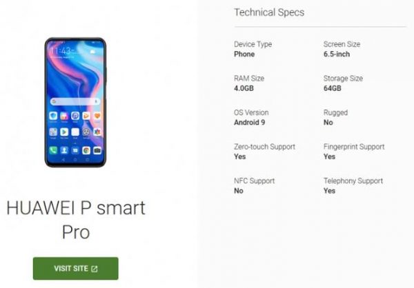 Huawei P Smart Pro Özellikleri