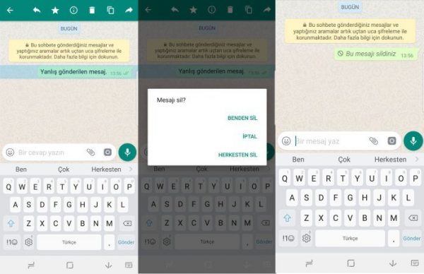 whatsapp herkesten sil