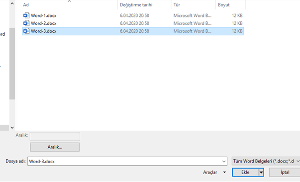 Word Belgelerini Birleştirme Word Belgelerini Birleştirme