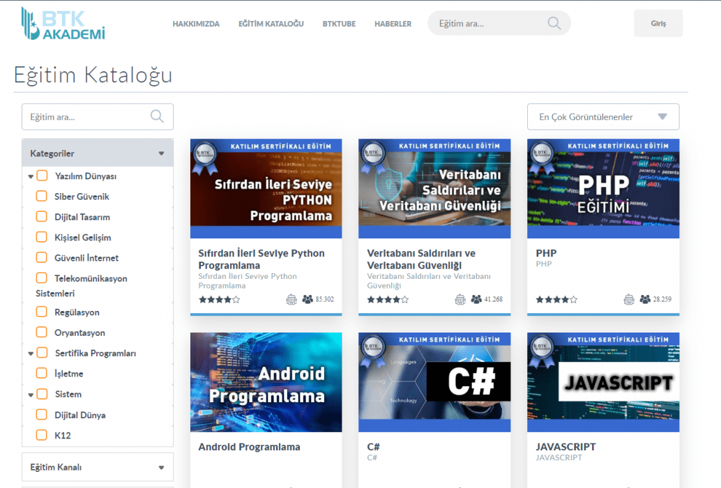 BTK Akademi 'de Hangi Eğitimleri (Dersleri) Almalısınız ?