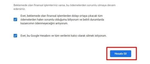 Gmail Hesap Silme İşlemi